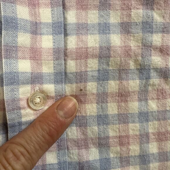 Vineyard Vines Men's L Pink Blue Gingham Shirt Whale Logo Cotton Long Sleeve - Picture 5 of 10